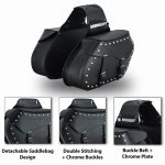 JUEGO DE ALFORJAS RÍGIDAS DE CUERO 3-4MM, PARA MOTO CUSTOM Y HARLEY BIKERS PATHFINDER NEGRO 2 X 20 LITROS - Imagen 5