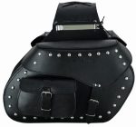 JUEGO DE ALFORJAS RÍGIDAS DE CUERO 3-4MM, PARA MOTO CUSTOM Y HARLEY BIKERS PIONEER NEGRO 2 X 20 LITROS - Imagen 3