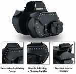 JUEGO DE ALFORJAS RÍGIDAS DE CUERO 3-4MM, PARA MOTO CUSTOM Y HARLEY BIKERS PIONEER NEGRO 2 X 20 LITROS - Imagen 5