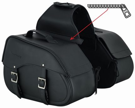 ALFORJAS DE MOTO LATERALES RIGIDAS, REFORZADAS DE PIEL SINTETICA, INTERIOR FORRADO ROAD/ RANGER POLIPIEL 2 X 24 LIROS