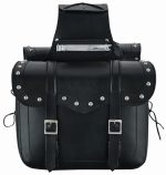 ALFORJAS LATERALES DE CUERO AUTÉNTICO DE 3,5MM, PARA MOTO CUSTOM Y HARLEY BIKERS/ ROGUE NEGRO 2 X 15 LITROS - Imagen 2