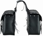 ALFORJAS LATERALES DE CUERO AUTÉNTICO DE 3,5MM, PARA MOTO CUSTOM Y HARLEY BIKERS/ ROGUE NEGRO 2 X 15 LITROS - Imagen 3