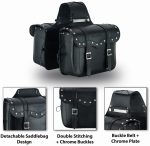 ALFORJAS LATERALES DE CUERO AUTÉNTICO DE 3,5MM, PARA MOTO CUSTOM Y HARLEY BIKERS/ ROGUE NEGRO 2 X 15 LITROS - Imagen 4