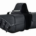JUEGO DE ALFORJAS RÍGIDAS DE CUERO 3-4MM, PARA MOTO CUSTOM Y HARLEY BIKERS VAGABOND NEGROS 2 X 24 LITROS GM251
