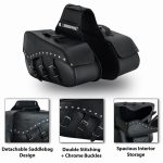 JUEGO DE ALFORJAS RÍGIDAS DE CUERO 3-4MM, PARA MOTO CUSTOM Y HARLEY BIKERS VAGABOND NEGROS 2 X 24 LITROS GM251 - Imagen 6