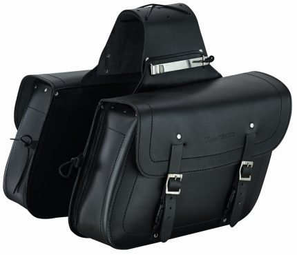 JUEGO DE ALFORJAS DE CUERO AUTÉNTICO DE 3,5MM, PARA MOTO CUSTOM Y HARLEY BIKERS/  VENTURE NEGRO 2 X 16 LITROS