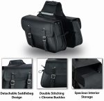 JUEGO DE ALFORJAS DE CUERO AUTÉNTICO DE 3,5MM, PARA MOTO CUSTOM Y HARLEY BIKERS/  VENTURE NEGRO 2 X 16 LITROS - Imagen 6