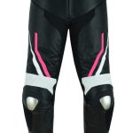 PANTALÓN DE PIEL CON PROTECCIONES PARA CHICAS/ JF 17 P ROSA BLANCO NEGRO
