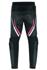 MONO DE CUERO DE DOS PIEZAS CON PROTECCIONES DE TITANIO PARA CHICAS JF 17 ROSA BLANCA NEGRA - Imagen 4