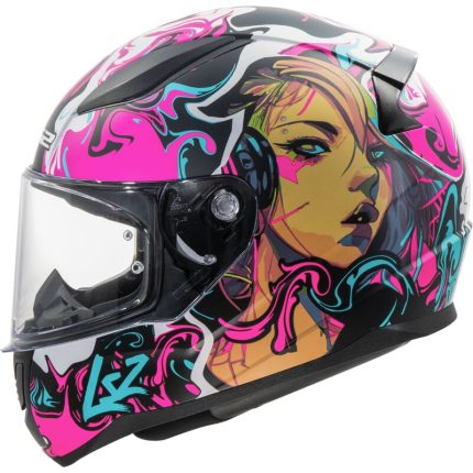 CASCO INTEGRAL LS2-FF353 RAPID II CYBERG PURPLE CYAN/ ROSA PÚRPURA  ECE 22.06