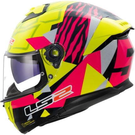 CASCO INTEGRAL DE LS2-FF808 STREAM II TIGER H-V YELLOW PINK/H-V AMARILLO ROSA -ECE 22.06