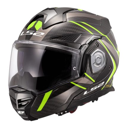 CASCO MODULAR LS2-FF901 ADVANT X C FUTURE II H-V YELLOW-ECE 22.06. FIBRA DE CARBONO NEGRO H-V AMARILLO
