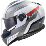 CASCO MODULAR LS2-FF908 STROBE II MONZA WHITE BLUE RED/BLANCO AZUL ROJO -ECE 22.06.