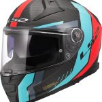 CASCO INTEGRAL CARBON LS2-FF811 VECTOR II C GRID RED CYAN/CIELO AZUL ROJA- ECE 22.06