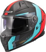 CASCO INTEGRAL CARBON LS2-FF811 VECTOR II C GRID RED CYAN/CIELO AZUL ROJA- ECE 22.06