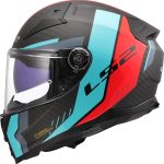 CASCO INTEGRAL CARBON LS2-FF811 VECTOR II C GRID RED CYAN/CIELO AZUL ROJA- ECE 22.06 - Imagen 3
