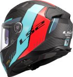CASCO INTEGRAL CARBON LS2-FF811 VECTOR II C GRID RED CYAN/CIELO AZUL ROJA- ECE 22.06 - Imagen 4