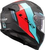 CASCO INTEGRAL CARBON LS2-FF811 VECTOR II C GRID RED CYAN/CIELO AZUL ROJA- ECE 22.06 - Imagen 5