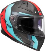 CASCO INTEGRAL CARBON LS2-FF811 VECTOR II C GRID RED CYAN/CIELO AZUL ROJA- ECE 22.06 - Imagen 8