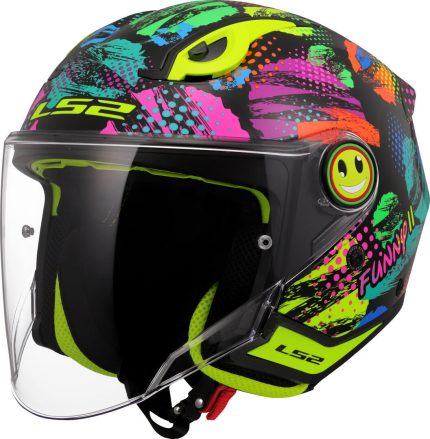 CASCO JET PARA NIÑOS (JUNIOR) LS2-OF622 FUNNY II JOY BLACK/ MULTI COLOR ECE 22-06