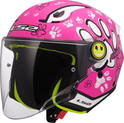 CASCO JET PARA NIÑOS (JUNIOR) LS2-OF622 FUNNY II PAWS PINK/ ROSA BLANCO ECE 22-06