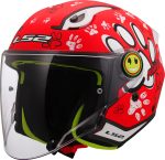 CASCO JET PARA NIÑOS (JUNIOR) LS2-OF622 FUNNY II PAWS RED/ ROJO BLANCO ECE 22-06