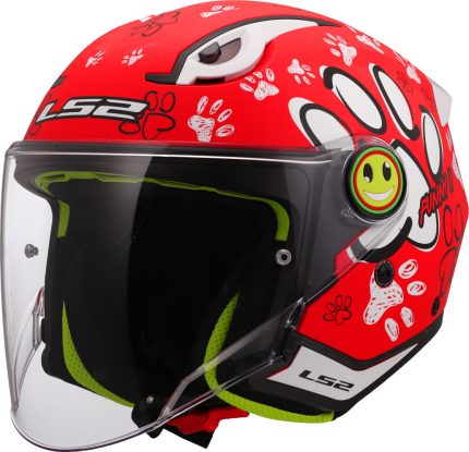 CASCO JET PARA NIÑOS (JUNIOR) LS2-OF622 FUNNY II PAWS RED/ ROJO BLANCO ECE 22-06