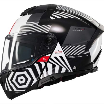 CASCO MODULAR MT- ATOM 2 SV STRANGE B2 BLANCO NEGRO BRILLO /ECE 22.06