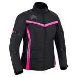 CHAQUETA DE MOTO INVIERNO FAST LADY ROSA NEGRA  EN TEXTIL IMPERMEABLE, TÉRMICO CON PROTECCIONES C.E Nivel 2