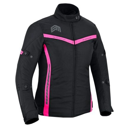CHAQUETA DE MOTO INVIERNO FAST LADY ROSA NEGRA  EN TEXTIL IMPERMEABLE, TÉRMICO CON PROTECCIONES C.E Nivel 2