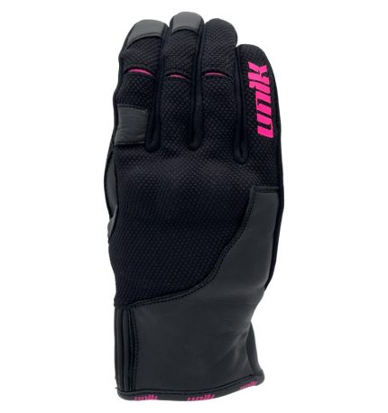 GUANTES DE VERANO PARA MOTORISTAS EN PIEL, MALLA UNIK C-96 NEGRO LADY NEGRO/ROSA