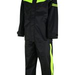 TRAJE DE LLUVIA MONSOON FLUOR NEGRO CHAQUETA Y PANTALON CHUBASQUERO IMPERMEABLE DE MOTO EN DOS PIEZAS ESTILO