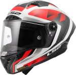 CASCO INTEGRAL FIBRA DE CARBONO DE LS2 -FF805 THUNDER GP AERO RAUTE WHITE RED-CE 22.06/ NEGRO ROJO BLANCO