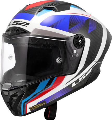 CASCO INTEGRAL FIBRA DE CARBONO DE LS2 -FF805 THUNDER GP AERO RAUTE BLUE RED-CE 22.06/ NEGRO BLANCO ROJO AZUL