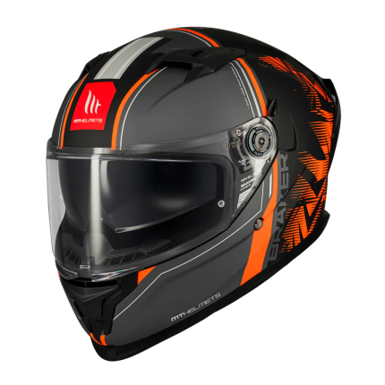 CASCO INTEGRAL MT HELMET BRAKER SV CHARM B4 MATE-NEGRO NARANJA/ ECE 22.06