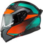 CASCO INTEGRAL DE NZI GO RIDER STREAM DUO QUADRI BLACK&ORANGE&GREEN MATT