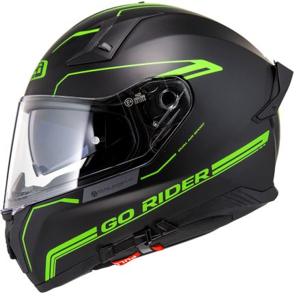 CASCO INTEGRAL DE NZI GO RIDER STREAM DUO SOLID NOUVEAU BLACK K VERDE MATT