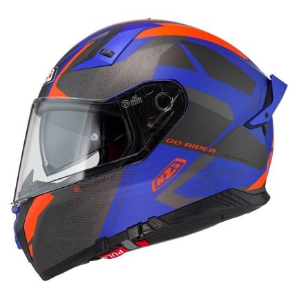 CASCO INTEGRAL DE NZI GO RIDER STREAM DUO TRIDENT BLUE&ANTRACITE&ORANGE MATT