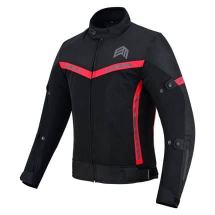 CHAQUETA DE CORDURA PARA VERANO PERFORADA CON FORRO DESMONTABLE EM366 ROJA NEGRA