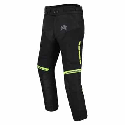PANTALON DE MOTO PARA VERANO PERFORADO UNISEX, PROTECCIONES CE EM266 FLUOR NEGRO
