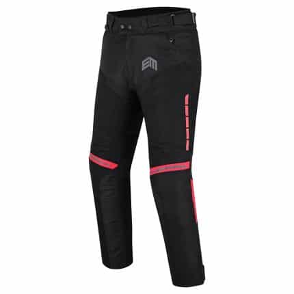 PANTALON DE MOTO PARA VERANO PERFORADO UNISEX, PROTECCIONES CE EM266 ROJO NEGRO