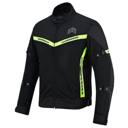 CHAQUETA DE CORDURA PARA VERANO PERFORADA CON FORRO DESMONTABLE EM366 NEGRA FLUOR