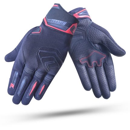 GUANTES DE VERANO  EN PIEL, MALLA  FUSION HOMBRE NEGRO Y ROJO
