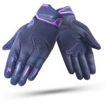 GUANTES DE VERANO EN PIEL, MALLA  FUSION MUJER NEGRO Y LILA