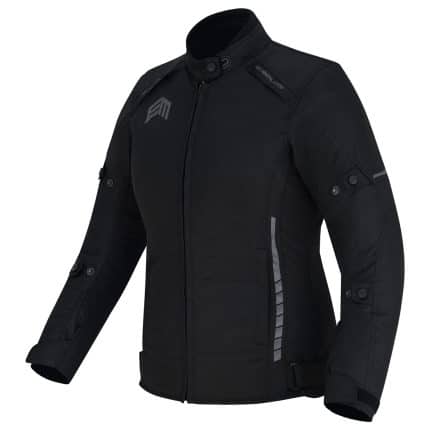 CHAQUETA DE MOTO INVIERNO FAST LADY NEGRA  EN TEXTIL IMPERMEABLE, TÉRMICO CON PROTECCIONES C.E