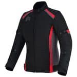 CHAQUETA DE MOTO INVIERNO FAST LADY ROJA NEGRA GRIS  EN TEXTIL IMPERMEABLE, TÉRMICO CON PROTECCIONES C.E