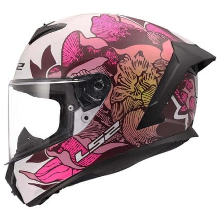CASCO INTEGRAL LS2-FF820 RAPID III POPPIES II WHITE PINK ECE 22.06/ BLANCO ROSA